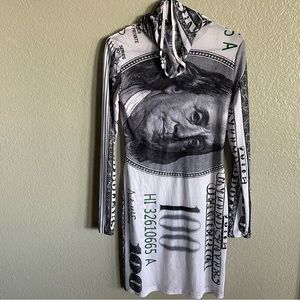 SHEIN Sheer Money Dress w/ Mask Neck (Size Medium) Black & White